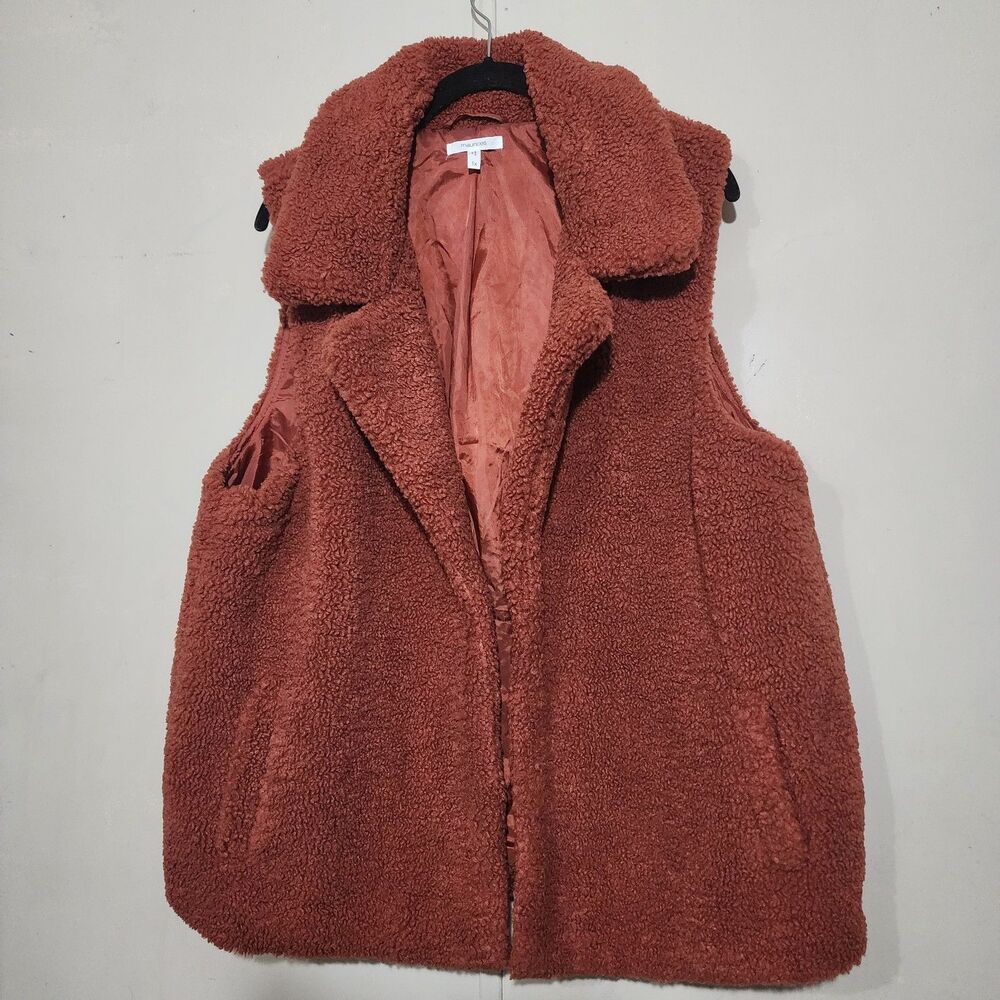 Maurices Fall Orange Rust Sleeveless Soft Fuzzy Sherpa Vest Size 1X